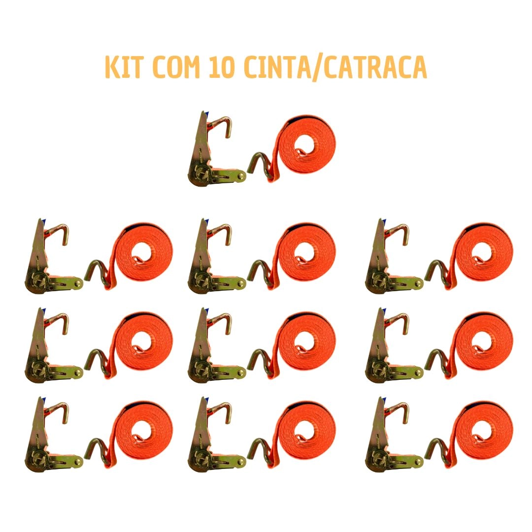 Kit 10 Cinta Catraca Amarração 800kg Carretinha Moto JetSki 