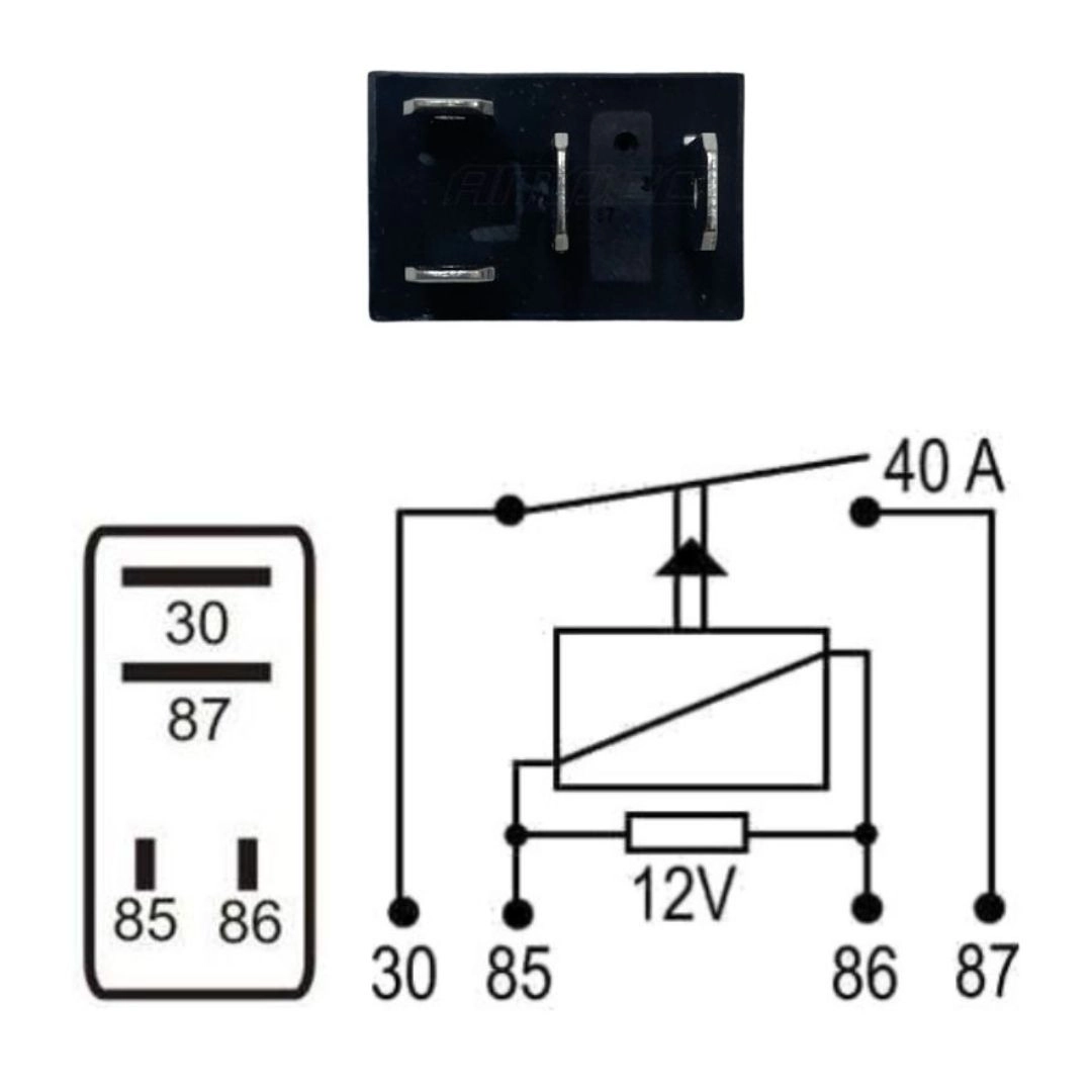 Mini Rele Auxiliar 12V 40 Amperes Resistor 4 Pinos Para Automóveis Universal DNI0125