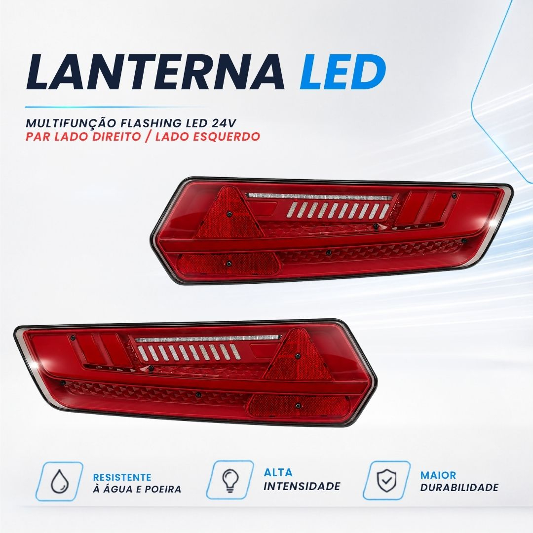 Par Lanterna Traseira S96 Flashing LED 24v Posição Ré Freio Pisca Sequencial Sinalsul