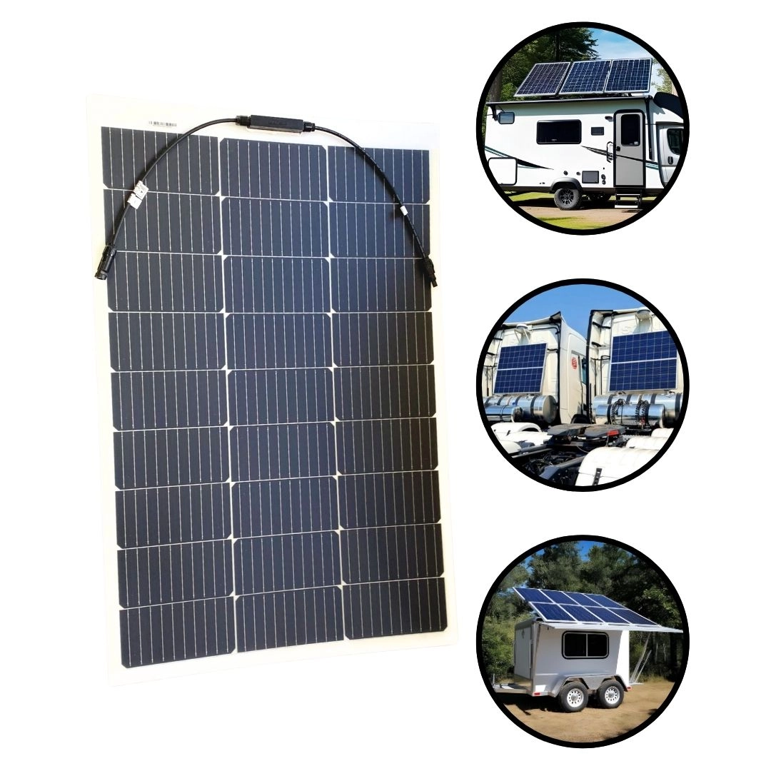 Par Painel Solar Automotivo Flexível Caminhão MotorHome 100w