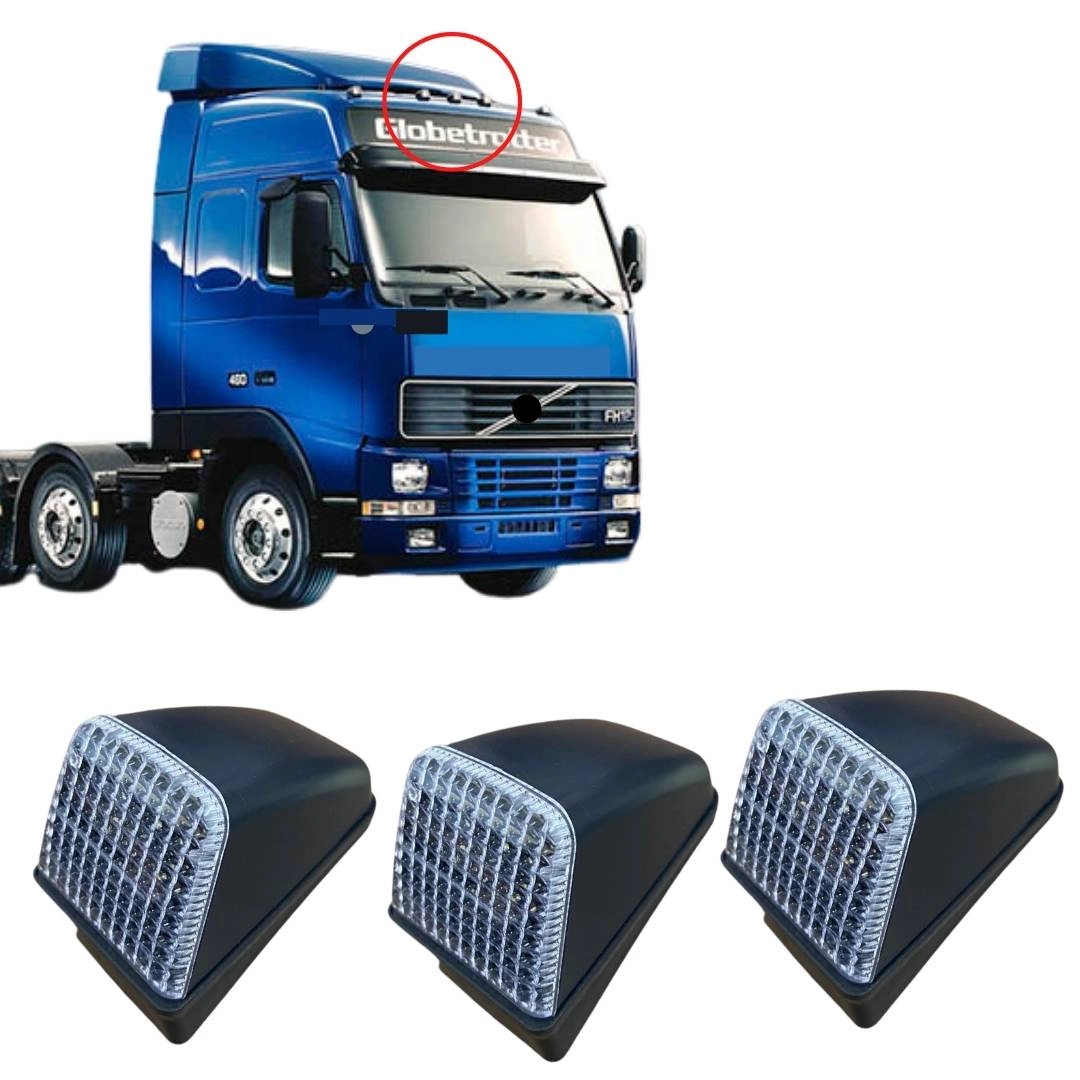 Kit 3 Lanternas Teto Para Volvo FM FH 12 13 LED