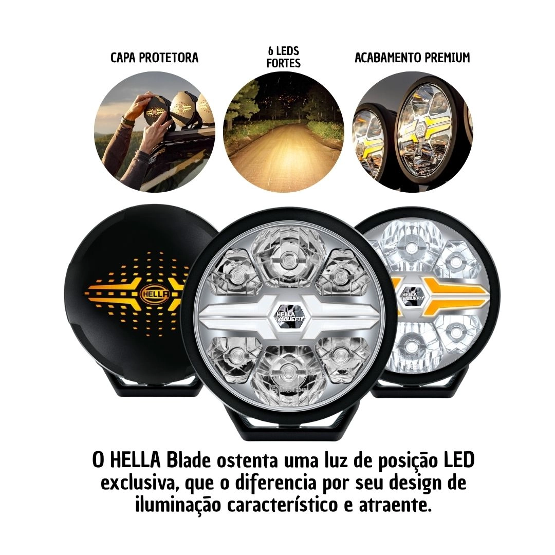 Farol Milha Auxiliar LED Bivolt 12/24v Branco / Âmbar Universal Off-Road Picapes Hella 1FJ357199071