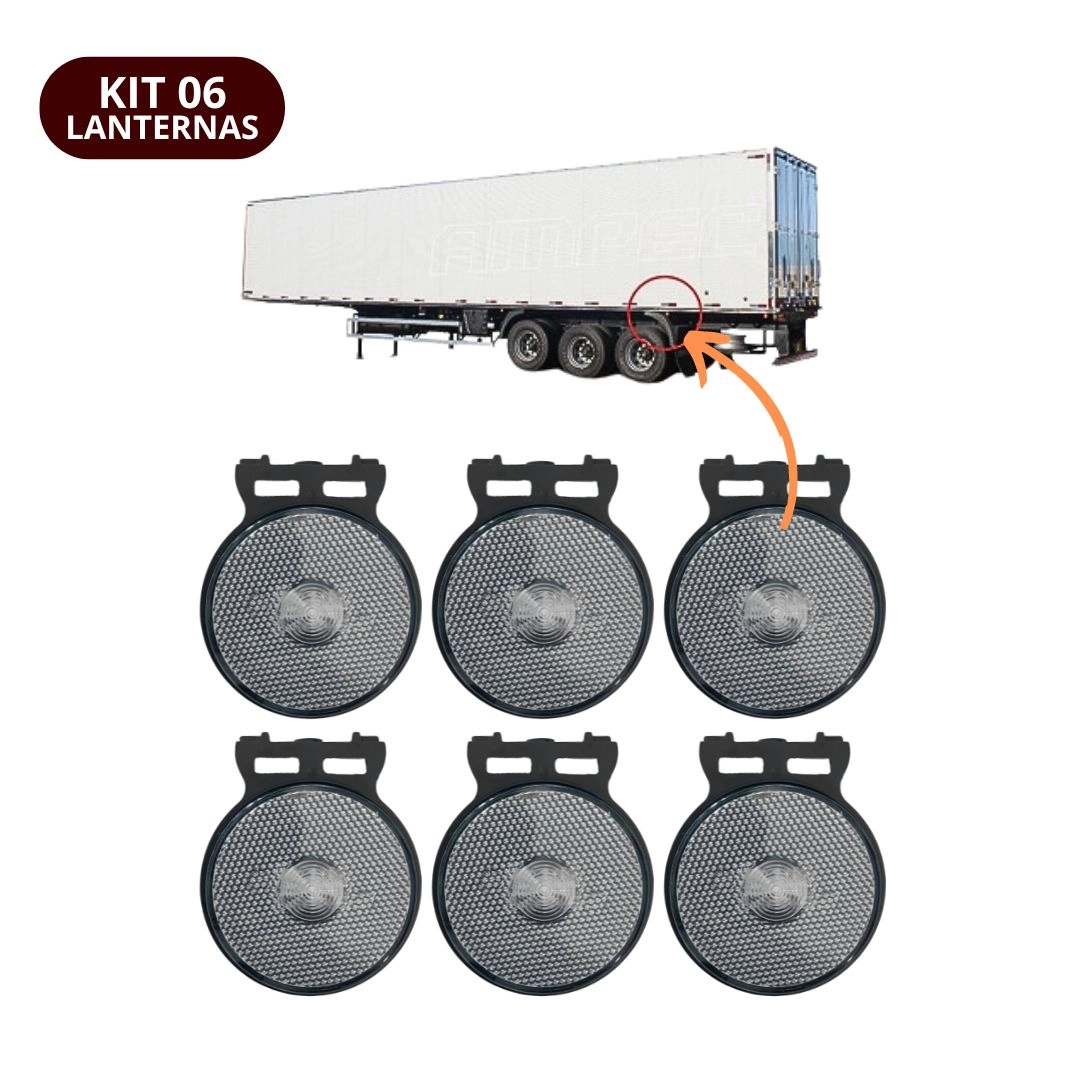 Kit 6 Lanternas Lateral Led Caminhão Carreta Com Suporte Cristal P