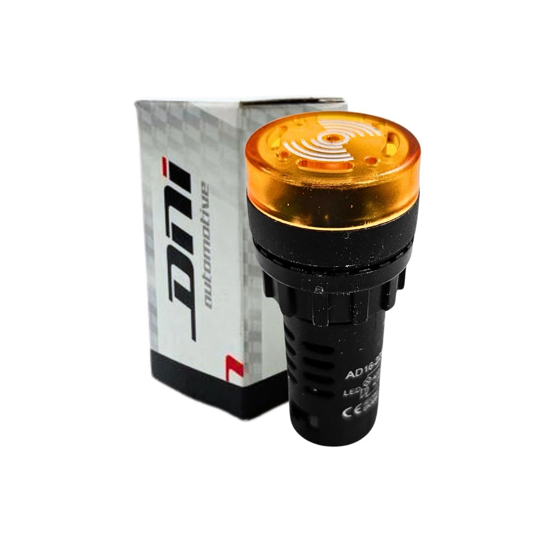 Alarme Sonoro Buzzer Sinaleiro LED Amarelo 22mm 110Vac