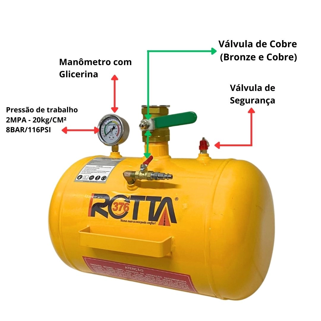 Assentador De Talão Pneus 116 PSI Para Pneus Sem Câmara 21 L