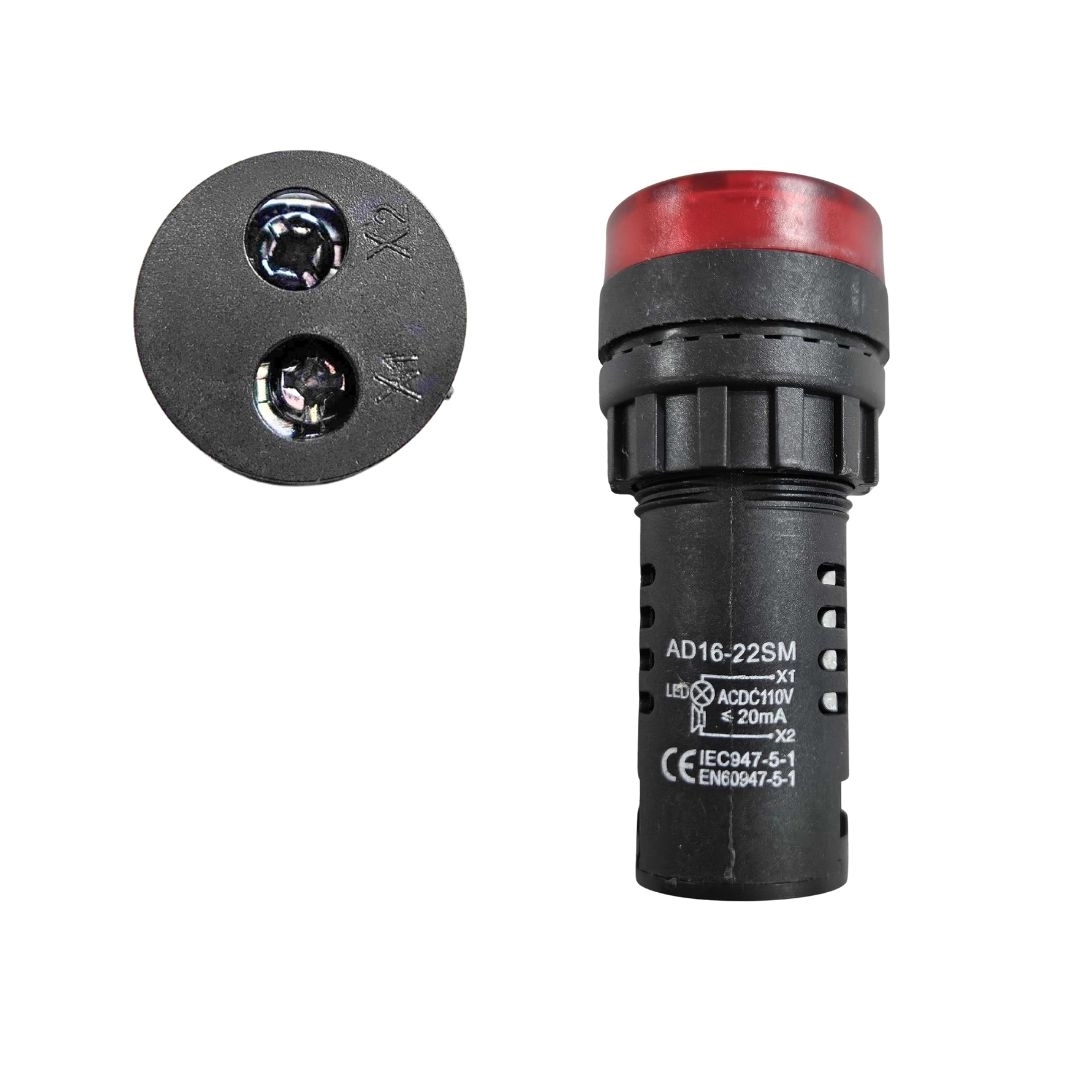 Alarme Sonoro Buzzer Sinaleiro LED Vermelho 22mm 110V