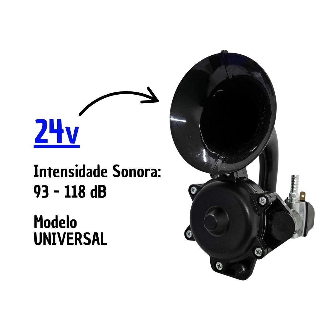 Buzina Ar Para Caminhões Universal Iveco Man MB Volvo 24V 450Hz Gauss