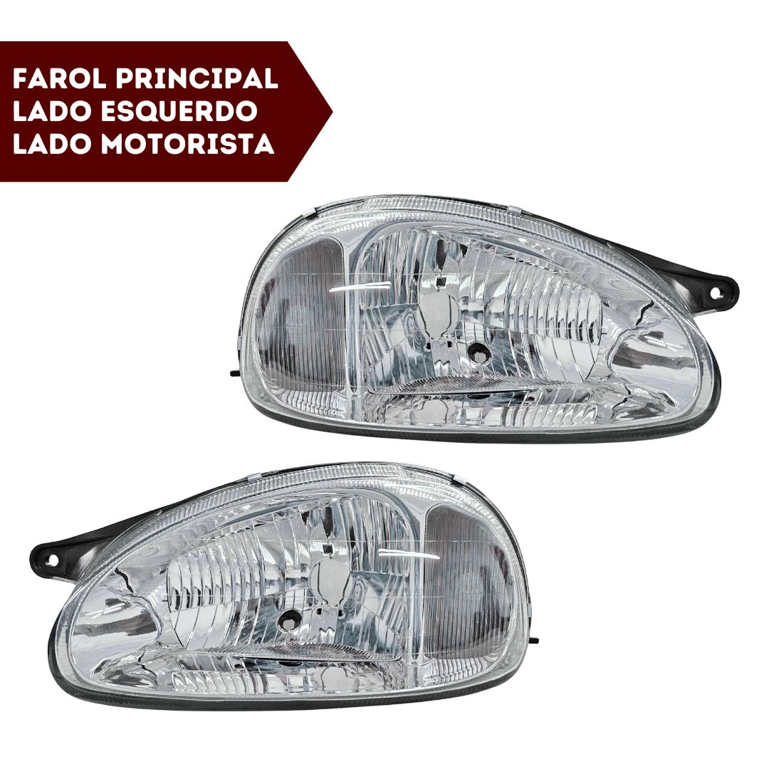 Par Farol Principal Chevrolet Corsa 2000 a 2002 Vidro LD LE