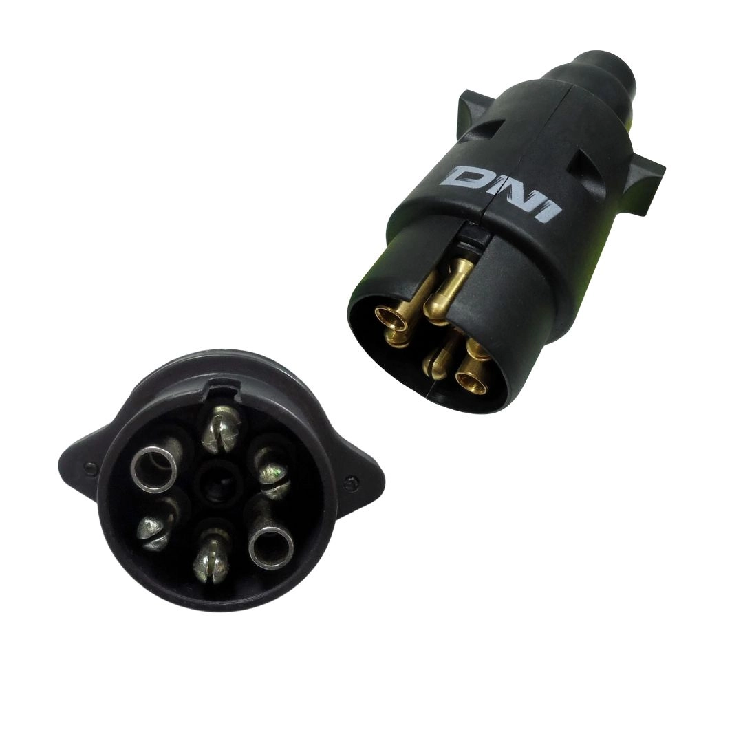 Tomada Elétrica Carretinha Caminhão Reboque Conector Macho 6 Polos Bivolt 12v/24v Nylon DNI 8380