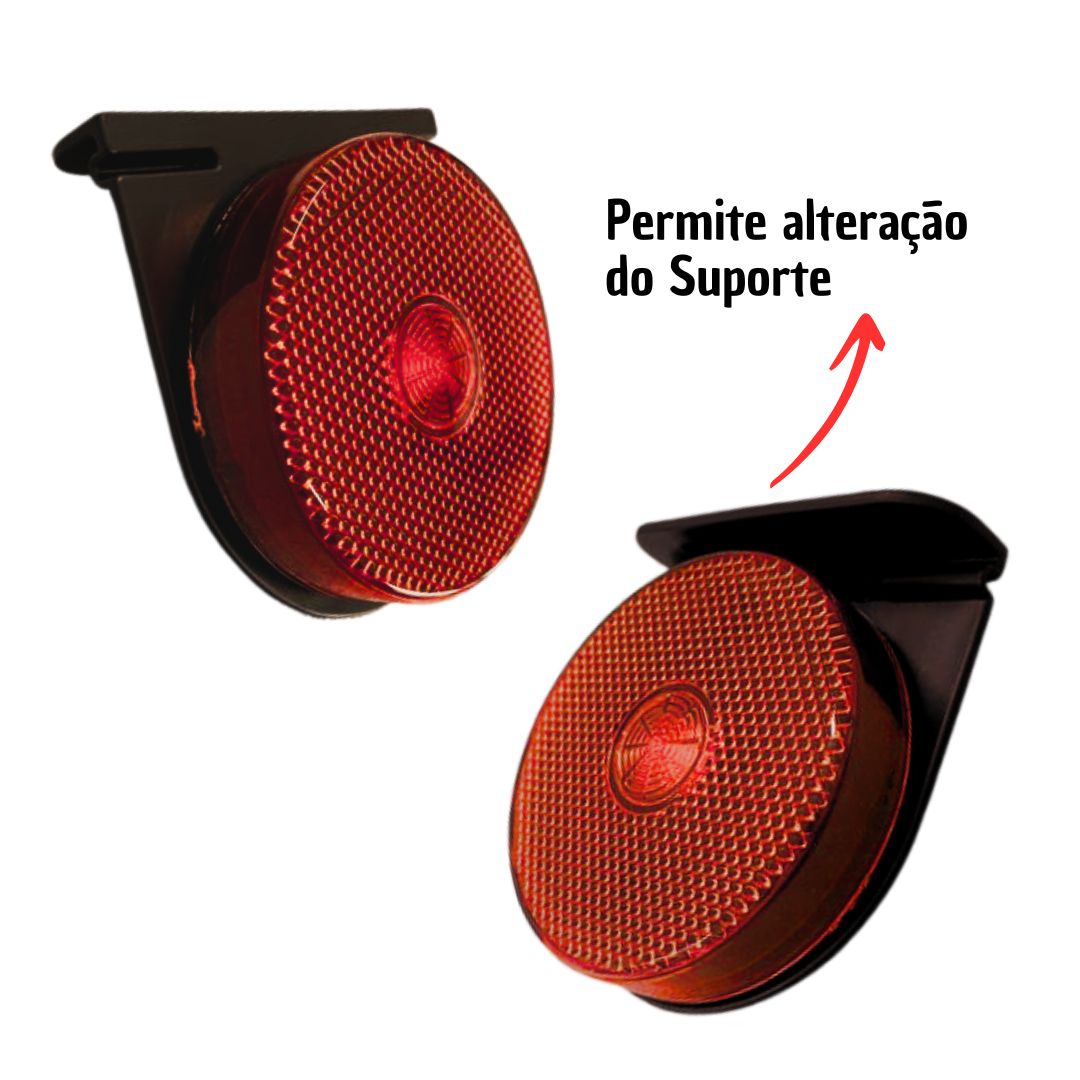 Kit 6 Lanterna Lateral Implemento G 85mm Com Suporte LED Vermelha Para Carreta Caminhão Trailer Reboque
