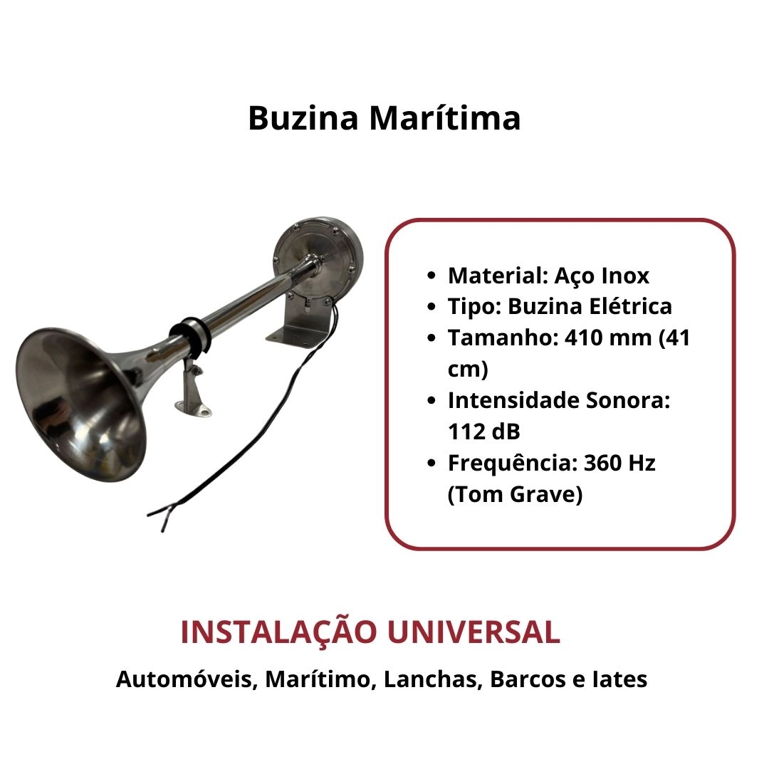 Buzina Marítima 12v 100% Elétrica 1 Corneta Inox Universal Barcos Lanchas Iates Automóveis Vetor Buzina Marítima 12v 100% Elétrica 1 Corneta Inox Universal Barcos Lanchas Iates Automóveis Vetor