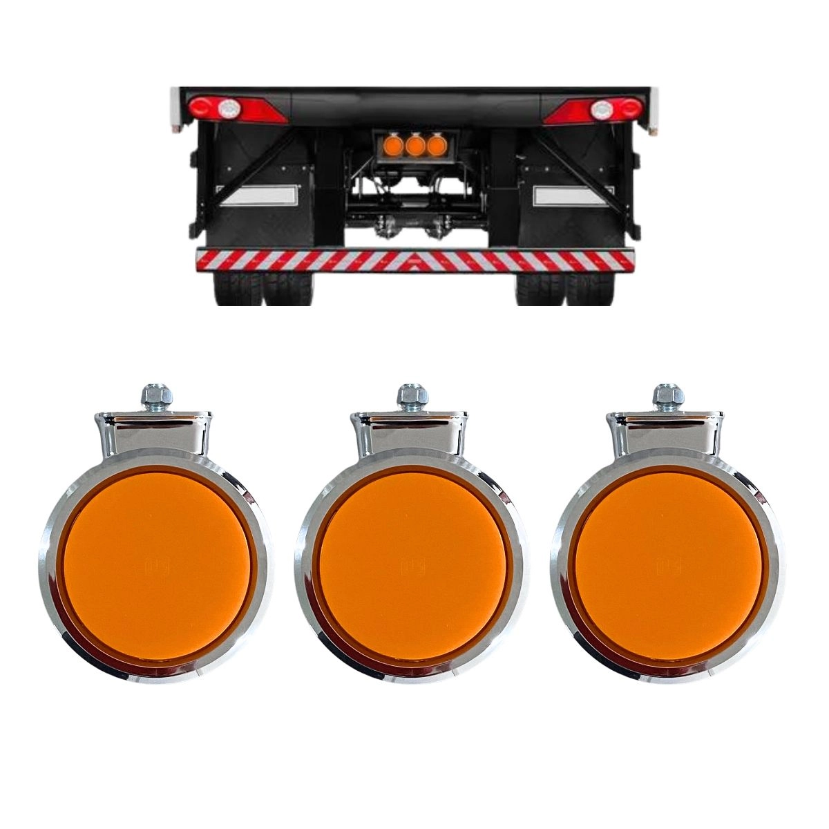 Kit 3 Lanterna Bojuda Foguinho Maria LED Cromada Amarela