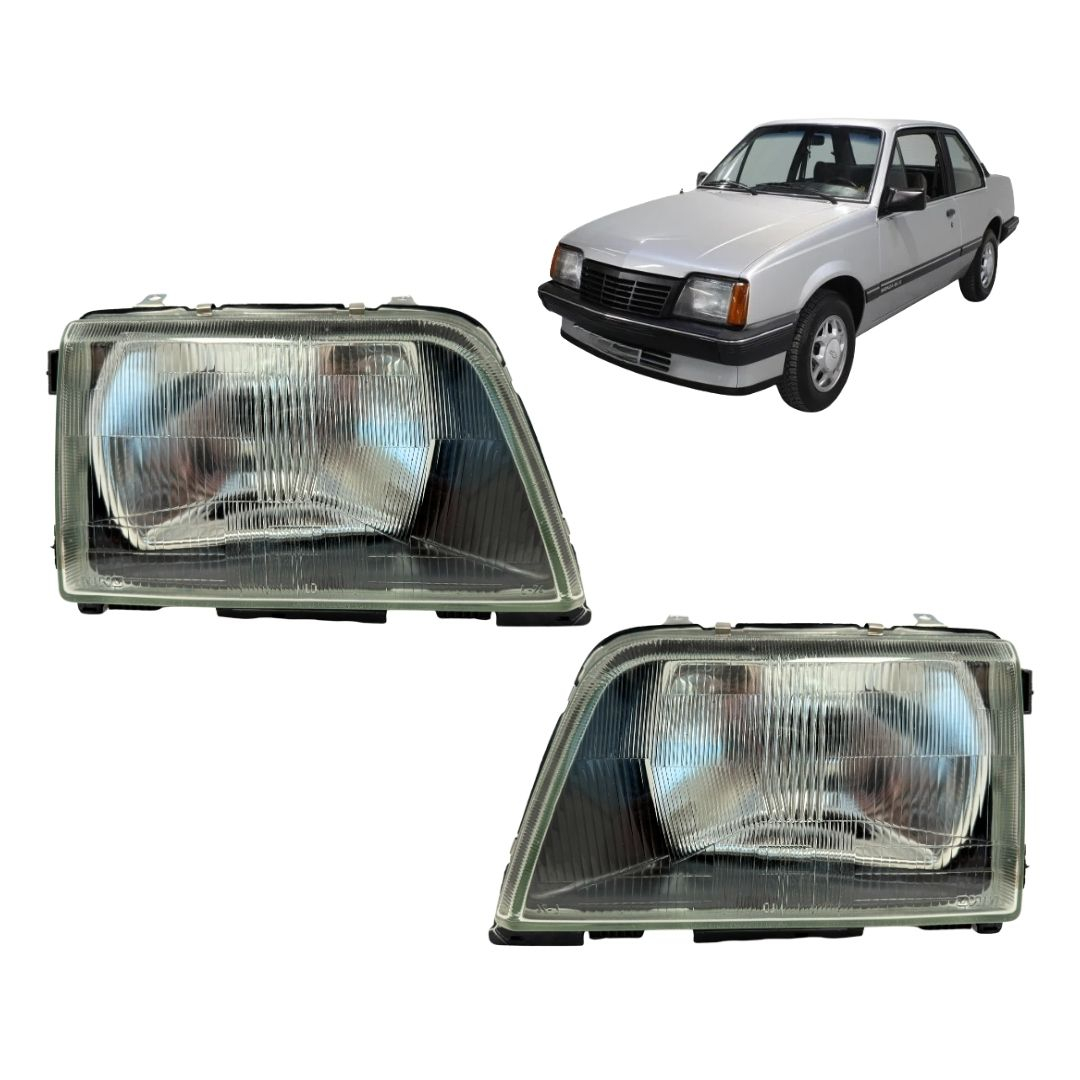 Par Farol Principal Lado Esquerdo e Direito Vidro GM Monza 1982 a 1987 Hatch Sedan Perua Par Farol Principal Lado Esquerdo e Direito Vidro GM Monza 1982 a 1987 Hatch Sedan Perua