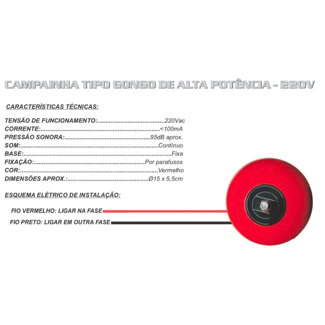 Campainha Sirene Gongo Escola Hospital Empresa Potencia 220V