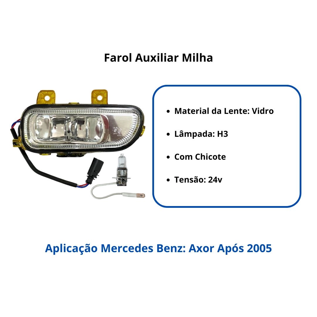 Farol Auxiliar Milha Para Mercedes Benz Axor 2006 a 2022 Lado Direito Autolux 9408200156 Farol Auxiliar Milha Para Mercedes Benz Axor 2006 a 2022 Lado Direito Autolux 9408200156