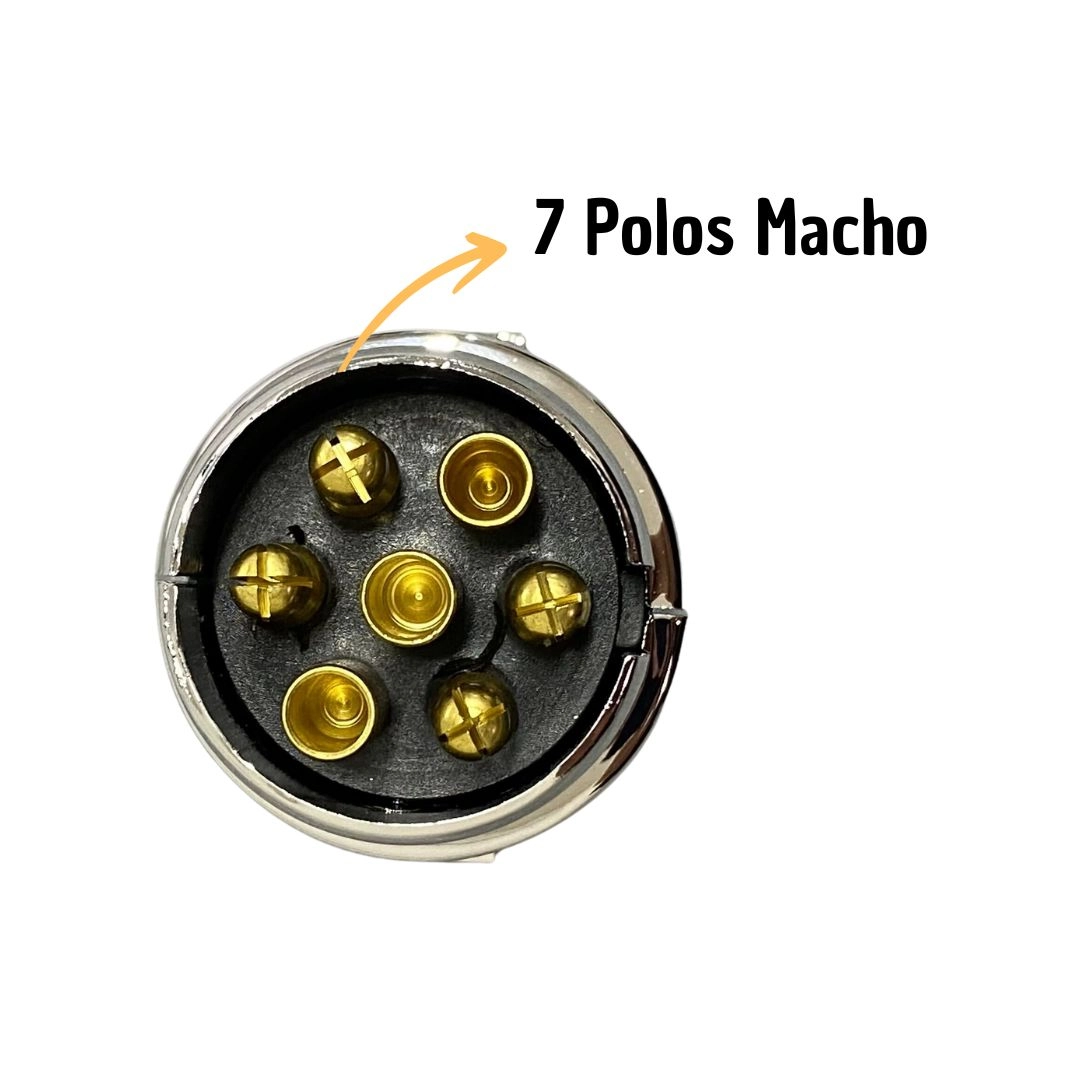 Plug Tomada Carretinha 7 P Macho Cromado Bivolt 12/24v DNI Plug Tomada Carretinha 7 P Macho Cromado Bivolt 12/24v DNI