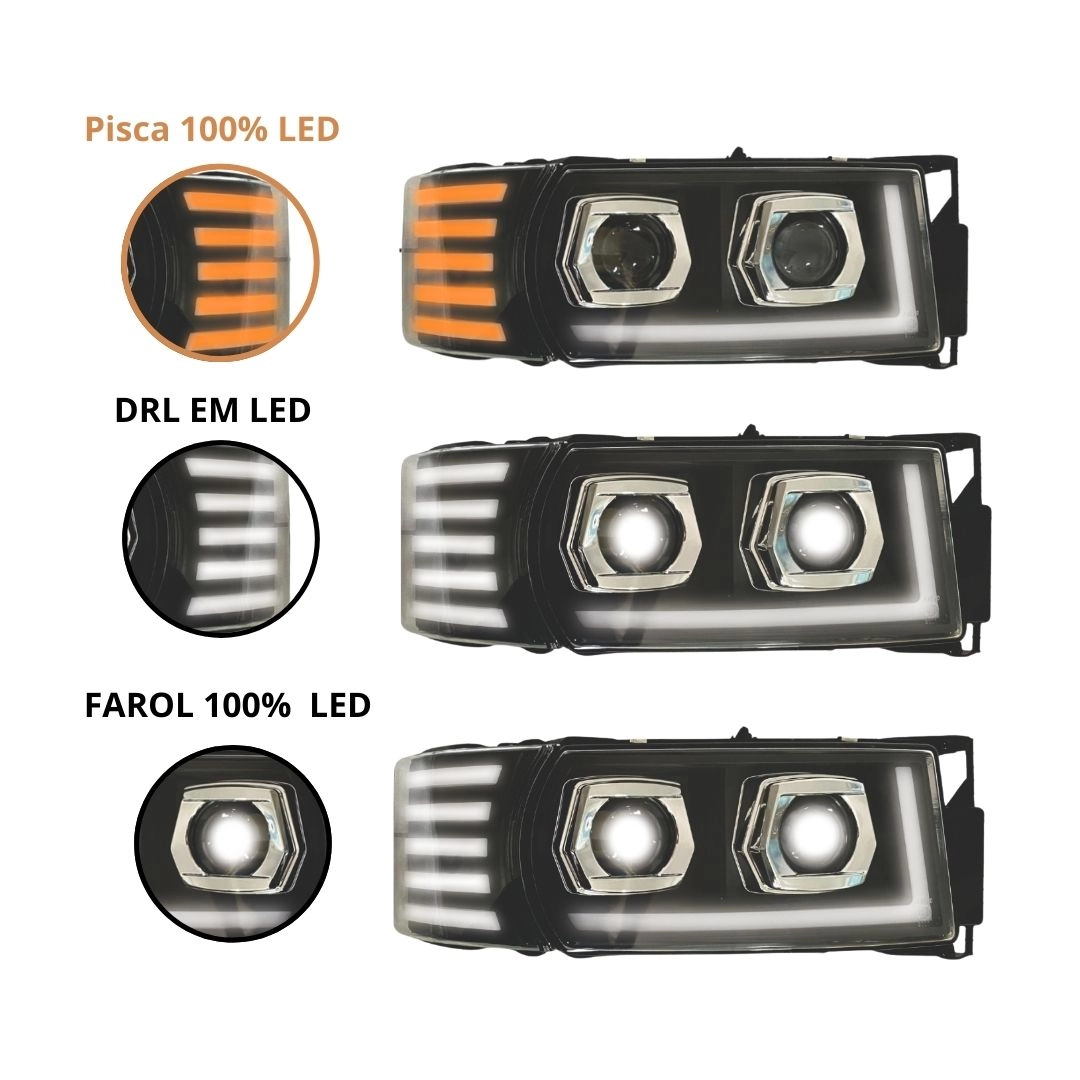 Farol e Lanterna Pisca Seta Para Scania S5 P G R Full LED LD Farol e Lanterna Pisca Seta Para Scania S5 P G R Full LED LD