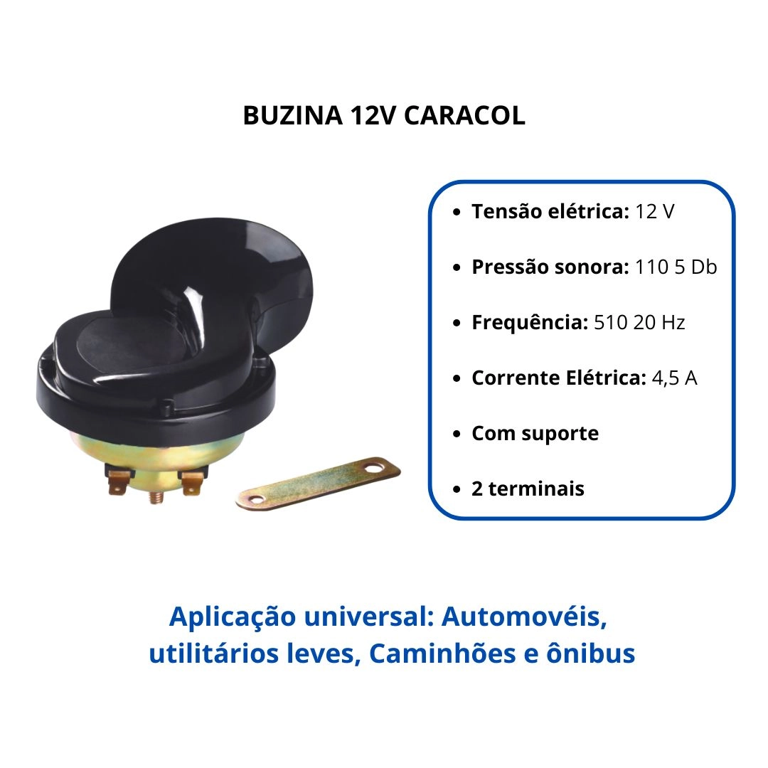 Buzina Caracol Universal 12v 2 Conectores Gauss GB1052 Buzina Caracol Carro Motor Van Ônibus Universal