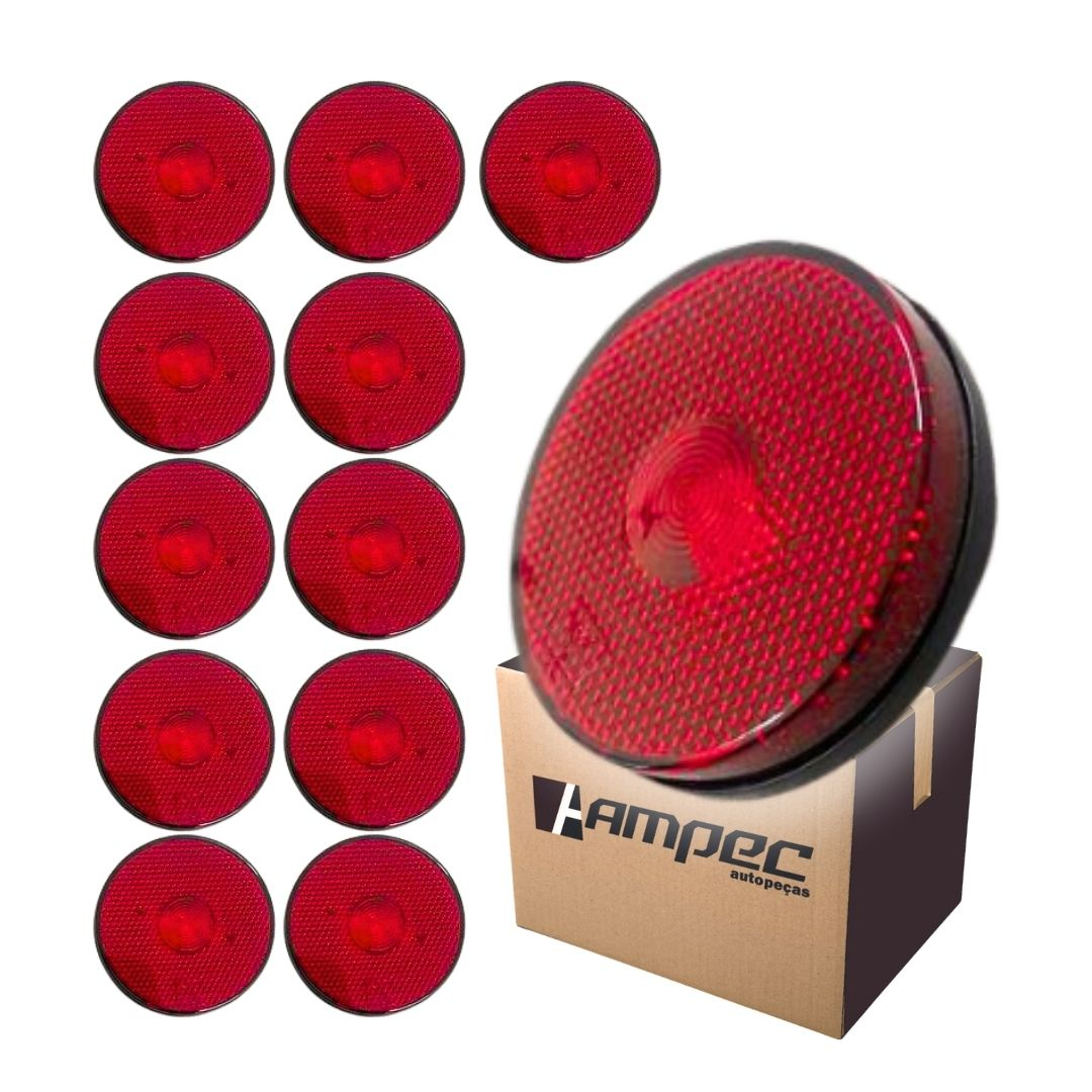 Kit 10 Lanterna Lateral Implemento P 65mm Sem Suporte LED Vermelha Para Carreta Caminhão Trailer Reboque 