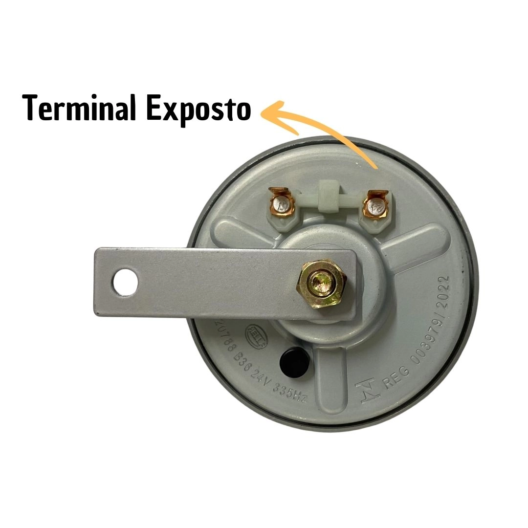 Buzina Bibi Bi-Bi Paquerinha Disco 24v Universal 113mm 2 Terminais 116dB Hella 3AL002768841