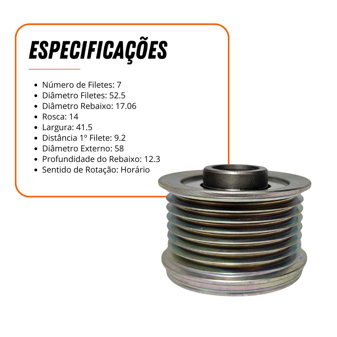 Polia Roda Livre Alternador 7 Filetes Para Toyota Camry Sedan 3.5 Land Cruiser 4.0 4 Runner 4.0 Zen 274150W010 Polia Roda Livre Alternador 7 Filetes Para Toyota Camry Sedan 3.5 Land Cruiser 4.0 4 Runner 4.0 Zen 274150W010