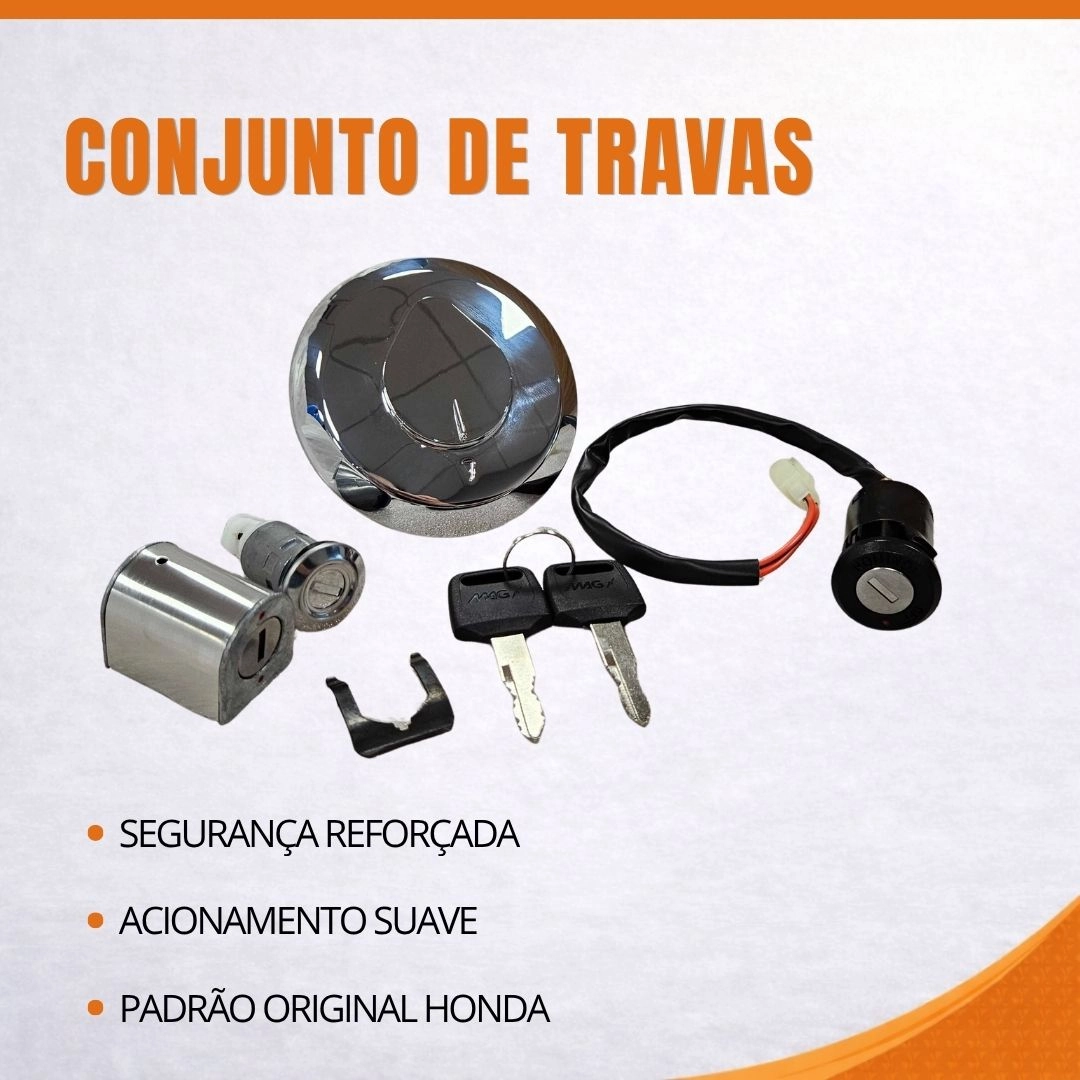 Conjunto Trava de Ignição Guidão Tanque Tampa Lateral Para Honda CG 125 Fan 2005 a 2008 90264100