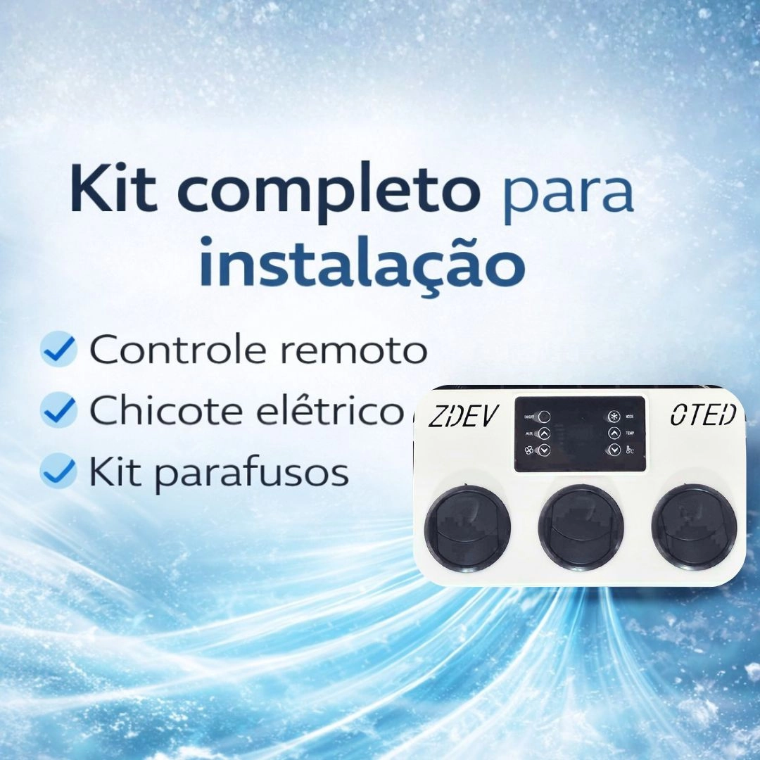 Kit Ar-Condicionado Caminhão Motorhome Van Elétrico Teto 12V Inverter 7.000 BTUS Kit Ar-Condicionado Caminhão Motorhome Van Elétrico Teto 12V Inverter 7.000 BTUS