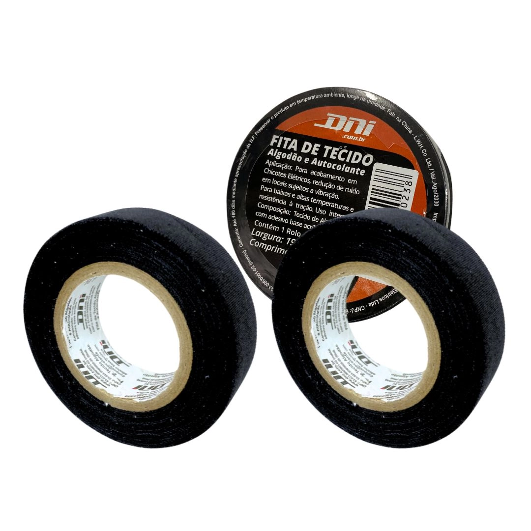 Kit 2 Fita Isolante Tecido 10m Chicote Elétrico Autocolante