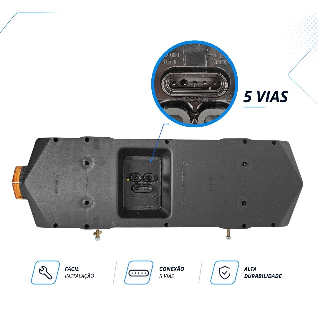 Lanterna Traseira LED 12V 24V Com Guia de Luz Lado Esquerdo Caminhão Carreta Sinalsul