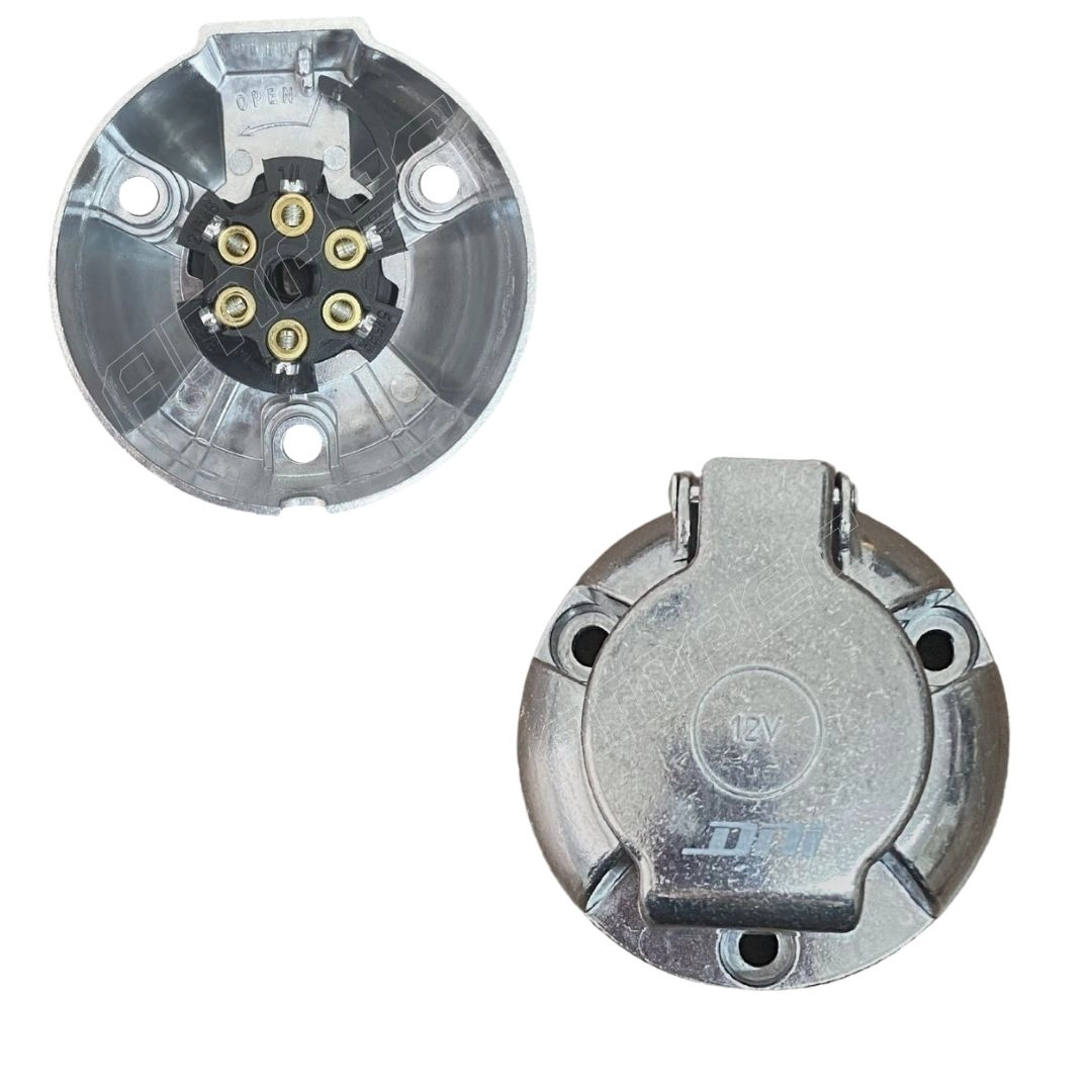 Tomada Engate Carretinha Macho Fêmea 6 Polos Metal Alumínio Tomada Engate Carretinha Macho Fêmea 6 Polos Metal Alumínio