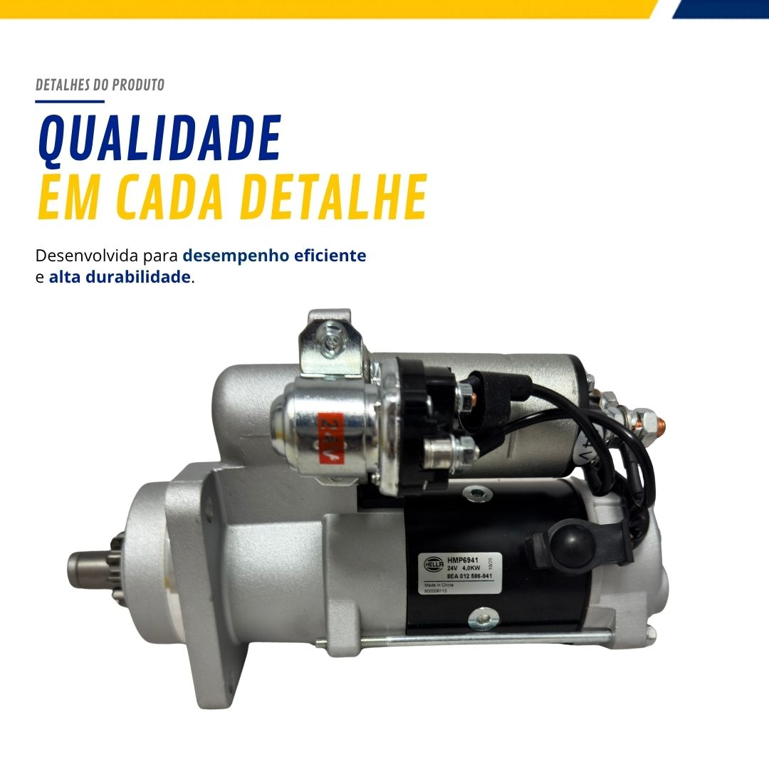 Motor de Partida Arranque 24V 11 Dentes 4.0kW Para Mercedes-Benz Atego Axor LO914 O500 Hella Motor de Partida Arranque 24V 11 Dentes 4.0kW Para Mercedes-Benz Atego Axor LO914 O500 Hella