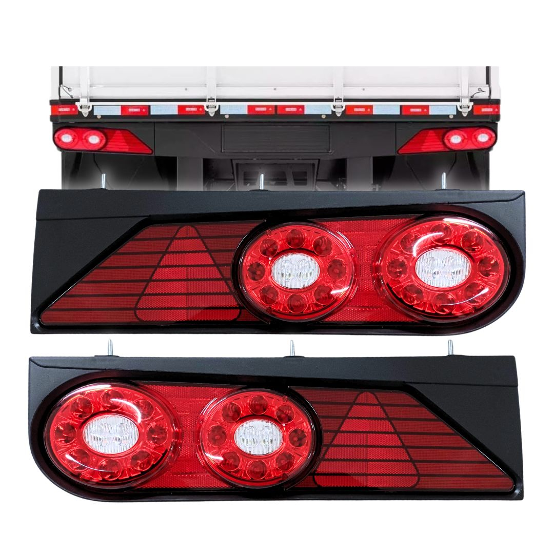 Par Lanterna Traseira LED Bivolt Universal Para Caminhão Carreta Randon Implementos Após 2013