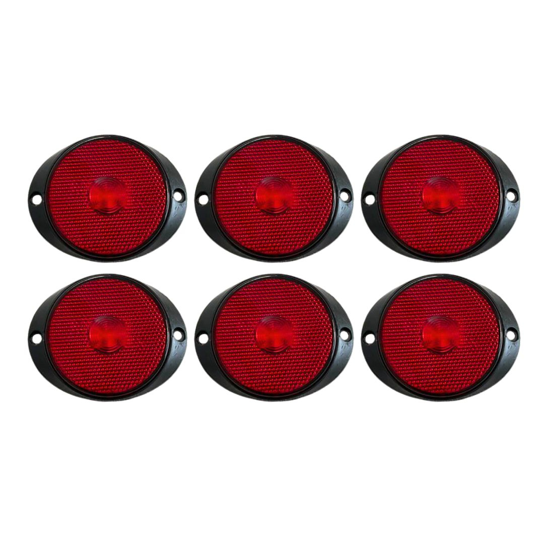 Kit 6 Lanterna Lateral Implemento P 65mm Com Suporte Frontal LED Vermelha Para Carreta Caminhão Trailer Reboque