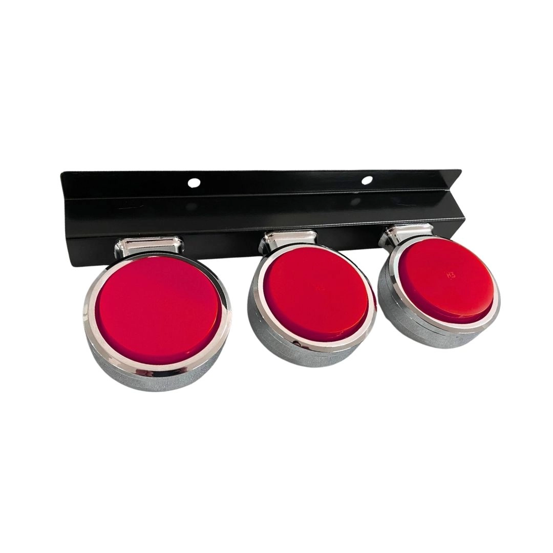 Kit 3 Lanterna Bojuda Foguinho LED Cromada Vermelha Suporte