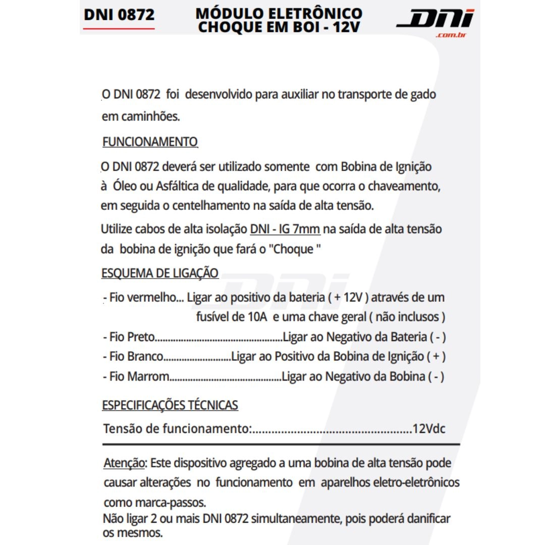 Rele Módulo Choque em Boi Transporte Gado 12V C/ Suporte DNI Rele Módulo Choque em Boi Transporte Gado 12V C/ Suporte DNI