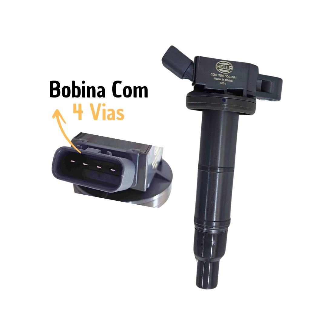 Bobina Ignição Para Toyota Rav4 2.0 16V 2000 a 2005 Hella Bobina Ignição Para Toyota Rav4 2.0 16V 2000 a 2005 Hella