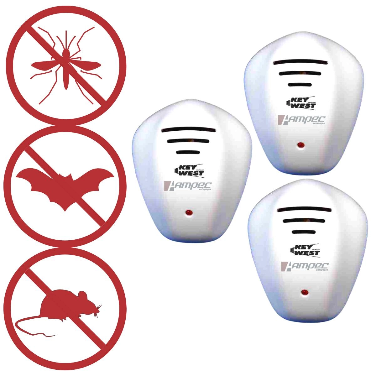 Kit 3 Repelentes Eletrônicos Pernilongo Morcego Rato Bivolt