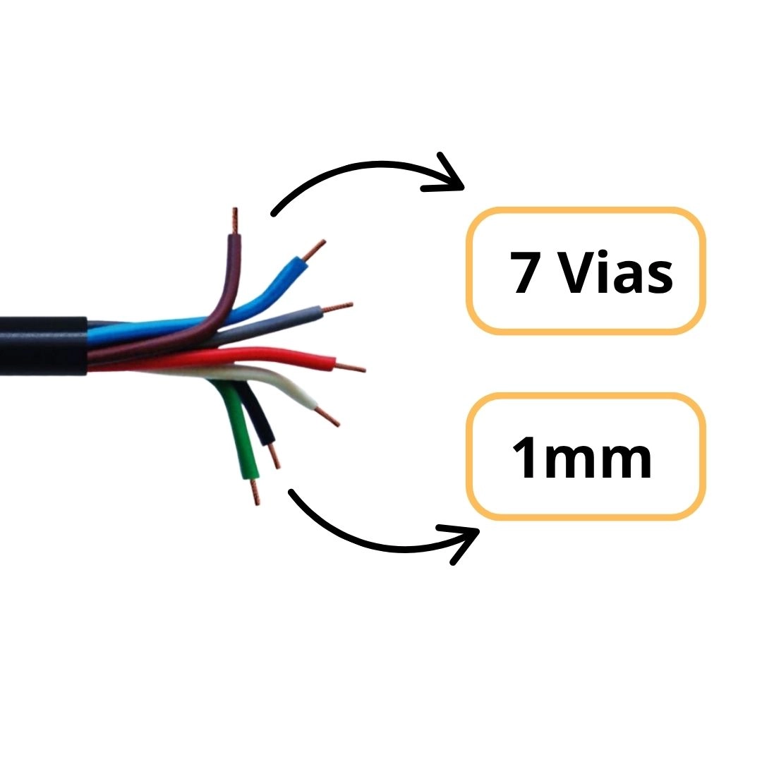 Fio Cabo PP Flexivel 7 Vias Liga de Cobre Rolo Com 25 Metros Cabo PP 7 Fios Cabo PP Instalação Automotiva Fio Cabo PP Flexivel 7 Vias Liga de Cobre Rolo Com 25 Metros Cabo PP 7 Fios Cabo PP Instalação Automotiva