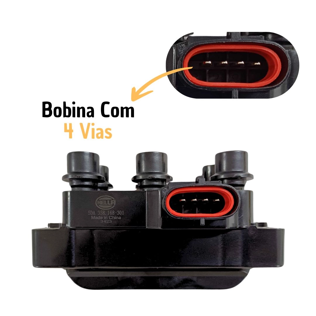 Bobina de Ignição Tipo DSI 4 Vias Para Ford Ranger 4.0 6C 1994 a 2003 Hella 90TF12029A1A