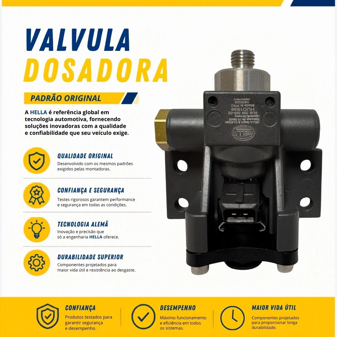 Valvula Unidade Dosadora Arla 32 psi Para Caminhão Daf TGX XL XLX 2011 a 2017 Hella 1674661