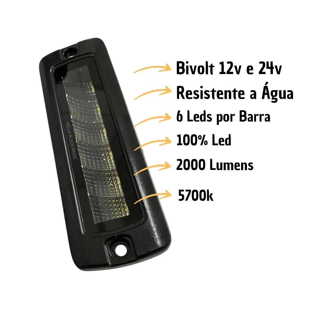 Mini Barra de LED Multivolt Flood 6 LEDs Universal Jipes Off Road Hella 1FB358176221 Mini Barra de LED Multivolt Flood 6 LEDs Universal Jipes Off Road Hella 1FB358176221