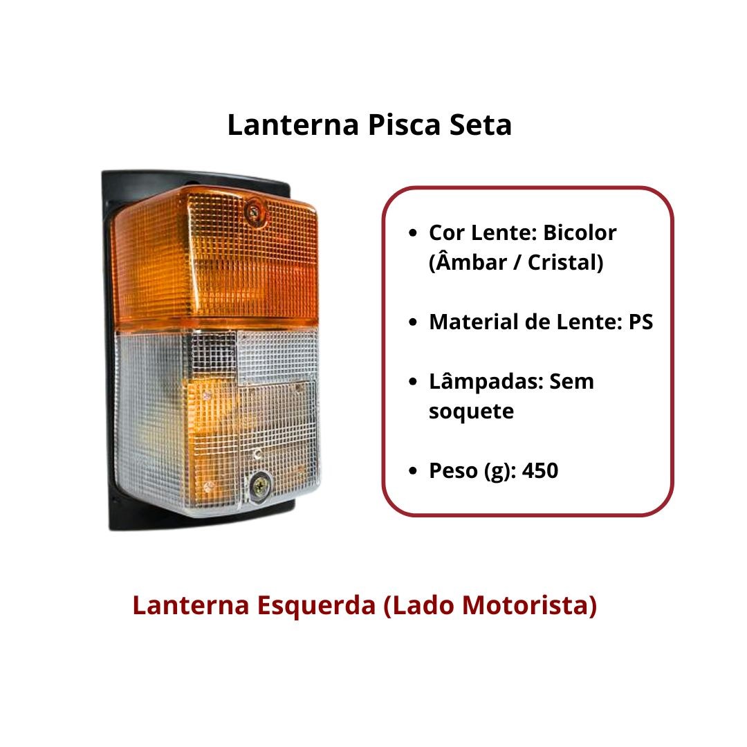 Lanterna Pisca Seta Dianteira Bicolor Para Scania T112 T113 T142 T143 R112 R113 R142 R143 Lado Esquerdo