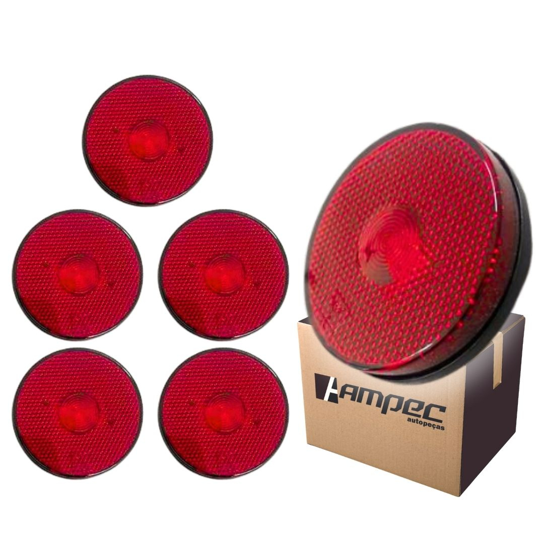 Kit 6 Lanterna Lateral Implemento P 65mm Sem Suporte LED Vermelha Para Carreta Caminhão Trailer Reboque 