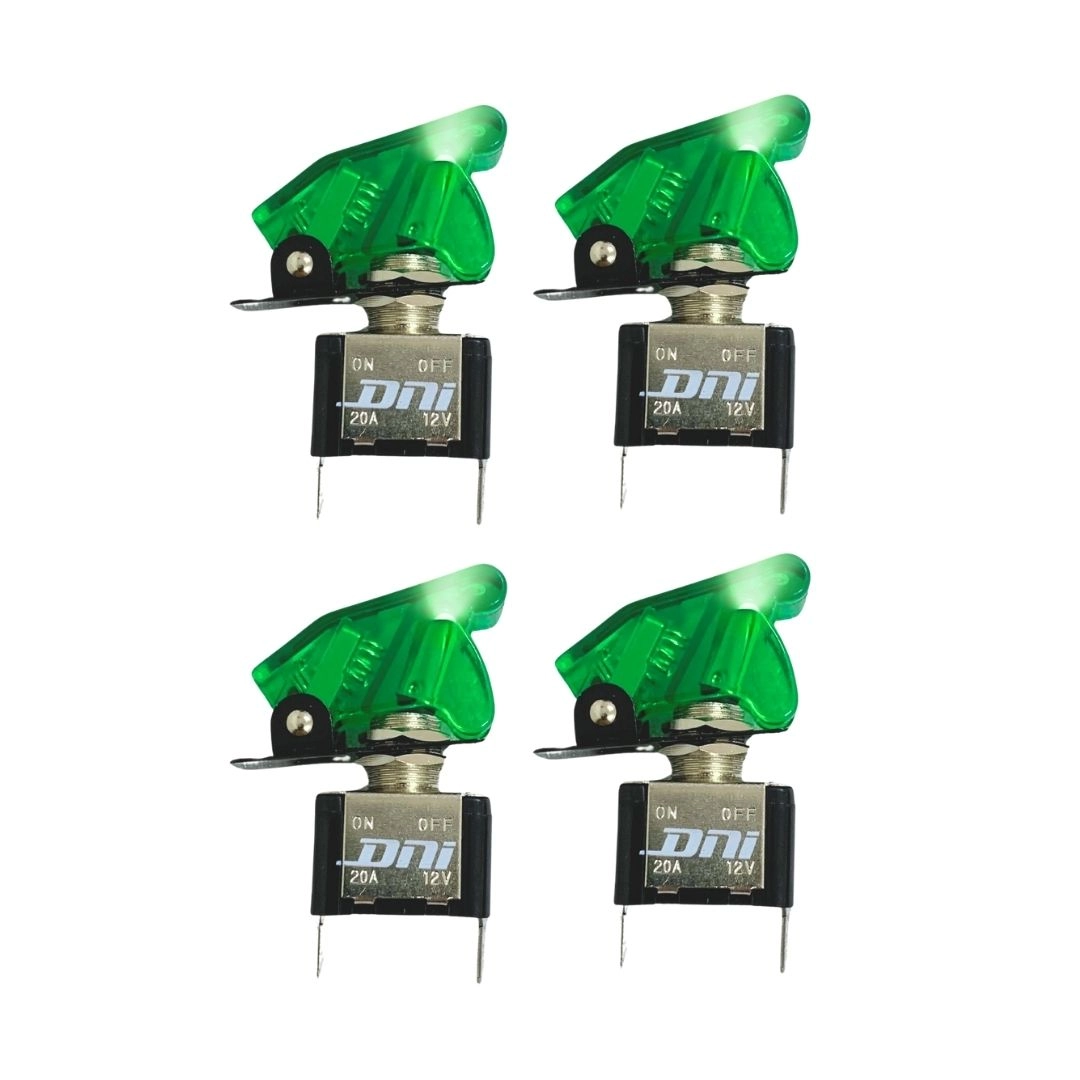 Kit 4 Chave Botão Liga Desliga 2 Posições 12v Capa Verde LED