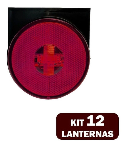 Kit 12 Lanternas Lateral Led Caminhão Carreta Com Suporte Vermelha G