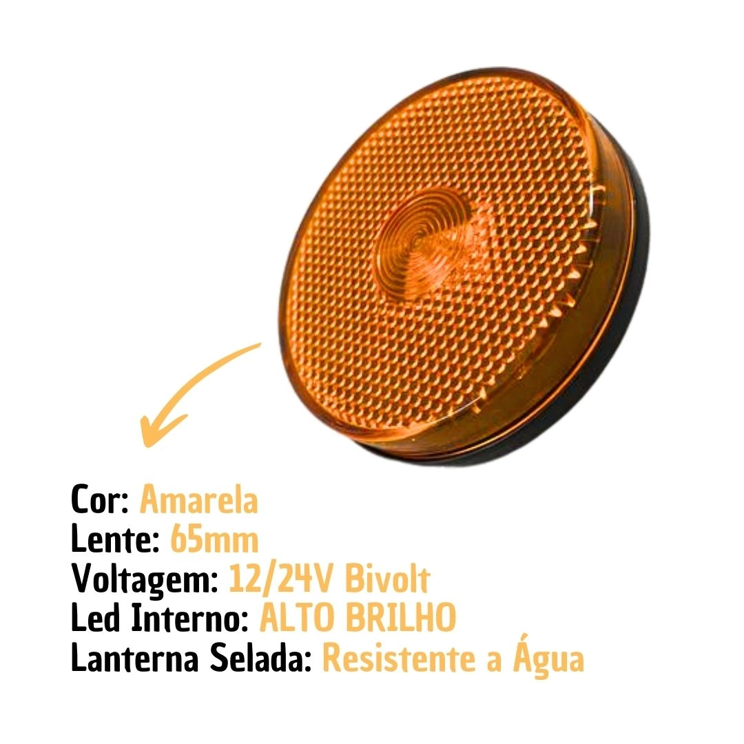 Kit 10 Lanternas Lateral Led Caminhão Carreta Sem Suporte Amarela P
