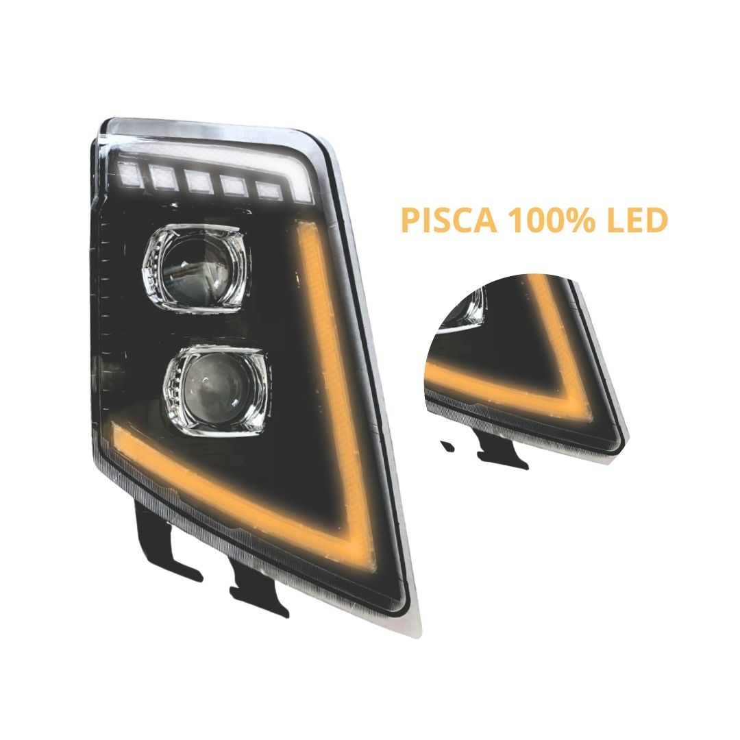 Par Farol Principal Dianteiro e DRL Full LED Para Volvo FM FH 2009 a 2014 21035637 21035638 Par Farol Principal Dianteiro e DRL Full LED Para Volvo FM FH 2009 a 2014 21035637 21035638