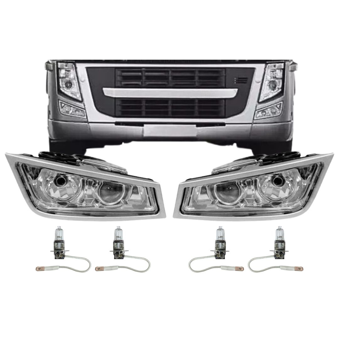 Par Farol Auxiliar Milha e Neblina Foco Duplo Com Moldura Para Volvo FM FH Com Lâmpadas