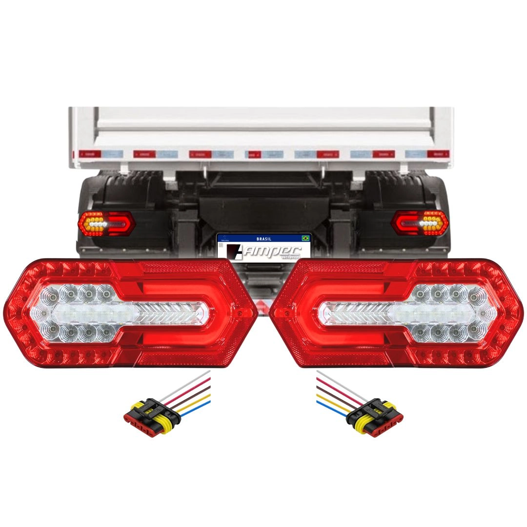 Kit Lanterna Traseira Turn Led Sequencial Bivolt + Chicotes