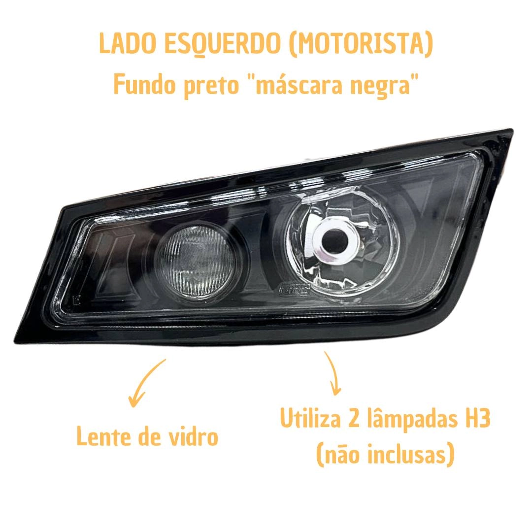 Kit Farol Principal Aux Para Volvo FM FH 13 Masc Negra Kit Farol Principal Aux Para Volvo FM FH 13 Masc Negra